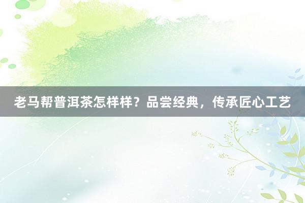 老马帮普洱茶怎样样？品尝经典，传承匠心工艺